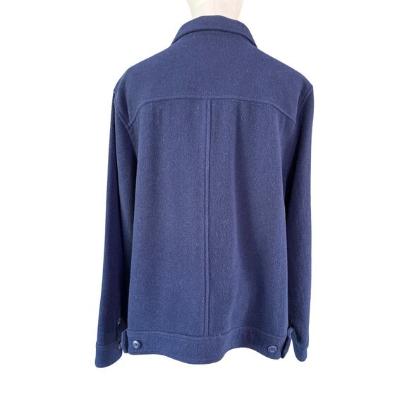 J.Crew Navy Wool Blend Utility Overshirt Jacket Women's XL Button Front - Picture 3 of 8